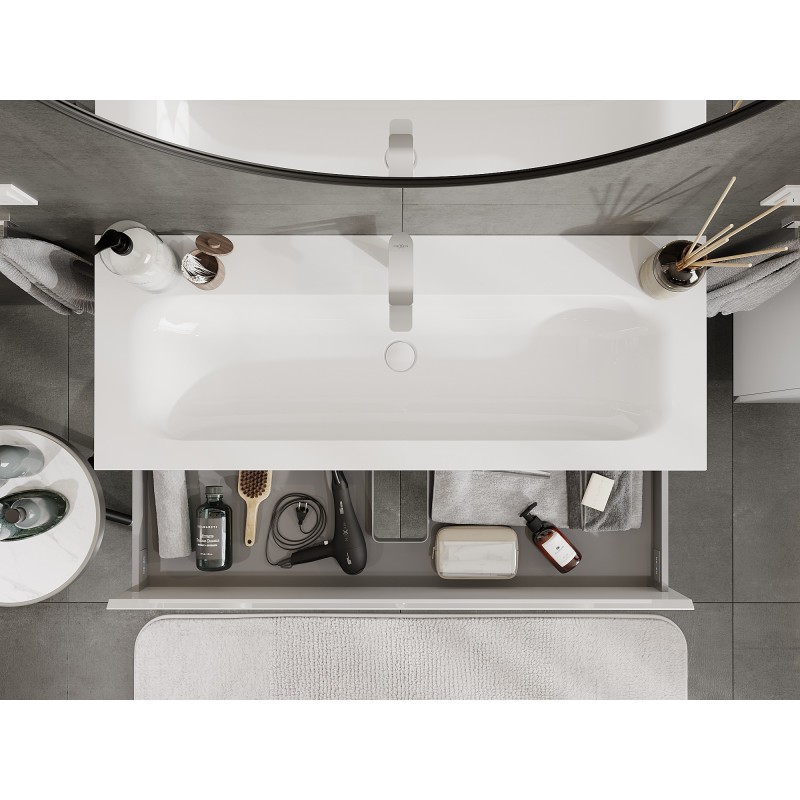 Mexen Orio dulap baie 120 cm cu lavoar Vela, 2 sertare, alb lucios - 91A10-12047-2-BFF00-W23M00