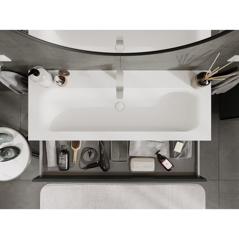 Mexen Orio dulap băi 120 cm cu lavoar Vela, 2 sertare, grafit mat/alb mat - 91A10-12047-2-BFF66-W23M01