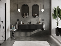 Mexen Orio dulap baie 140 cm cu lavoar Otis, 1 sertar, negru lucios/negru mat - 91A10-14023-1-BF70-W18M71