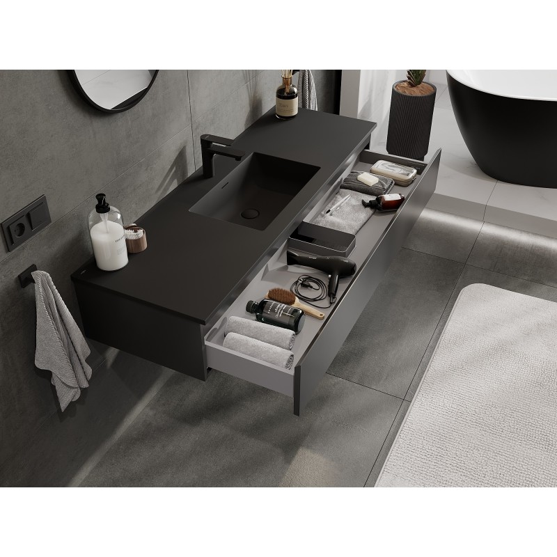 Mexen Orio dulap baie 140 cm cu chiuvetă Otis, 1 sertar, negru mat - 91A10-14023-1-BF71-W18M71