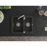 Mexen Carlos 1,5 rekeszes gránit mosogató 582 x 475 mm, fekete/arany metál, króm szifon - 6518581500-75