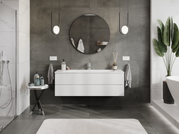 Mexen Orio fürdőszobai szekrény 140 cm mosdóval Vela, 2 fiók, fényes fehér - 91A10-14047-2-BFF00-W23M00