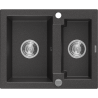 Mexen Carlos 1.5-medencés gránit mosogató 582 x 475 mm, Fekete foltos, szifon Króm - 6518581500-76