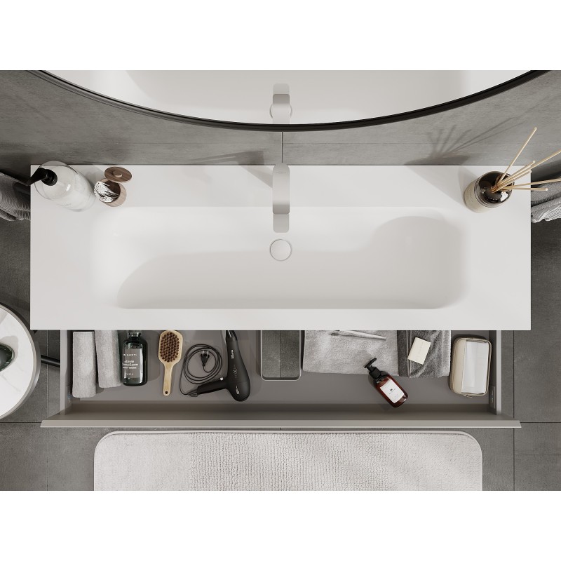 Mexen Orio dulap baie 140 cm cu lavoar Vela, 2 sertare, gri mat/alb mat - 91A10-14047-2-BFF62-W23M01