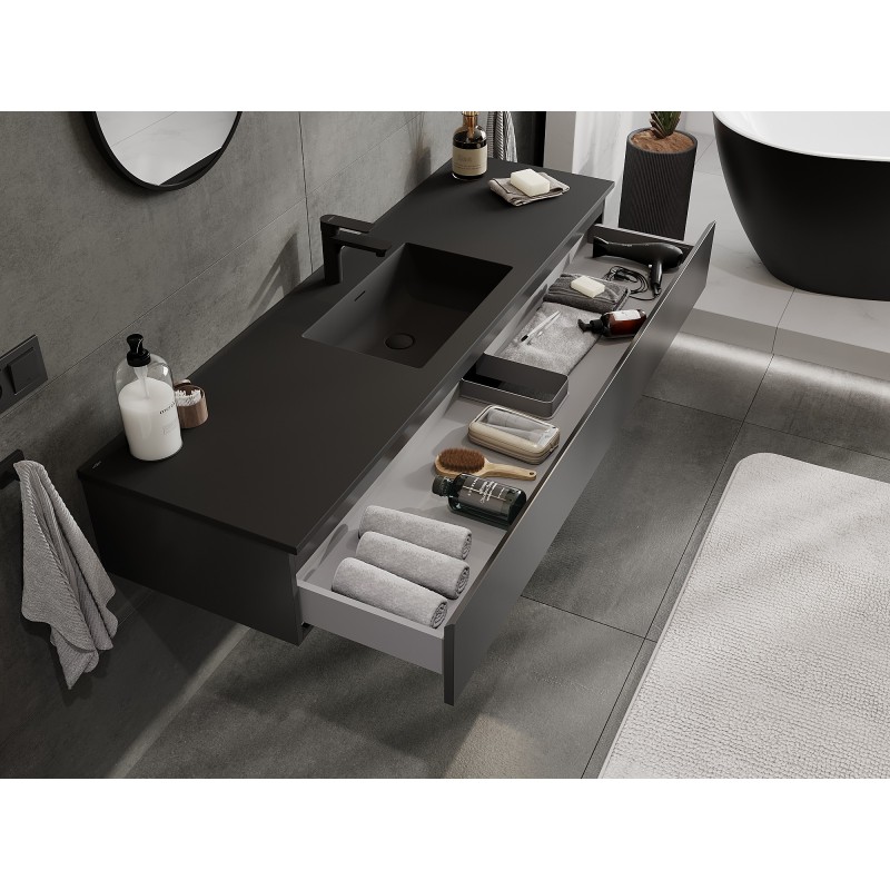 Mexen Orio dulap baie 160 cm cu chiuvetă Otis, 1 sertar, negru mat - 91A10-16023-1-BF71-W18M71