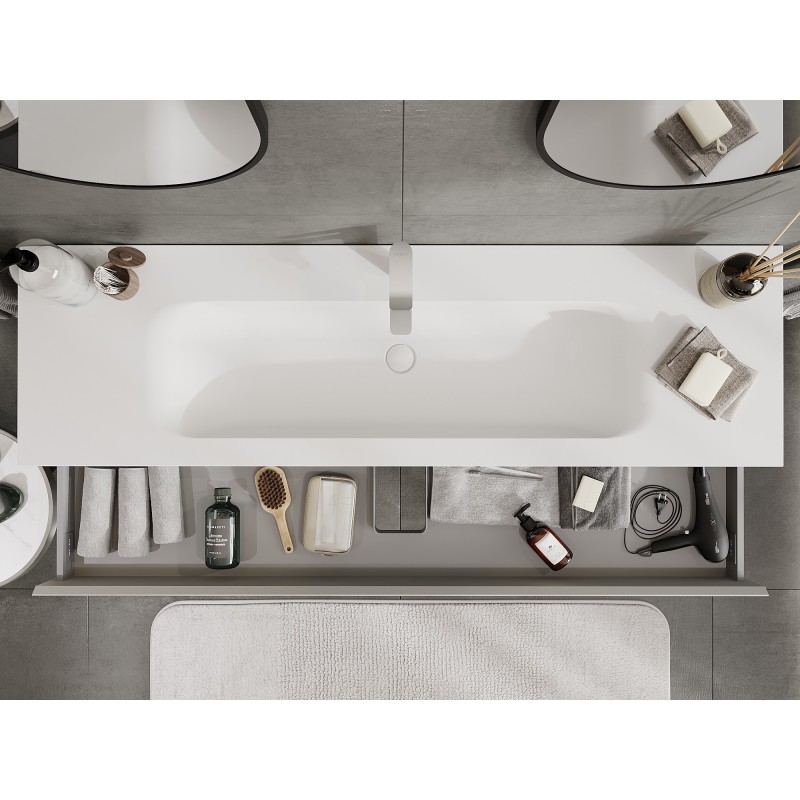 Mexen Orio dulap baie 160 cm cu lavoar Vela, 1 sertar, gri mat/alb mat - 91A10-16023-1-BF62-W23M01