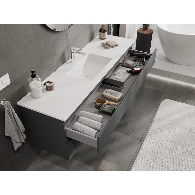 Mexen Orio dulap de baie 160 cm cu lavoar Otis, 2 sertare, grafit mat/alb mat - 91A10-16047-2-BFF66-W18M01
