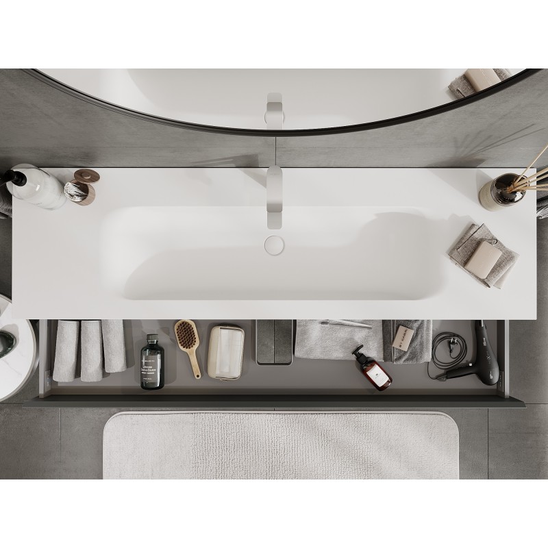 Mexen Orio dulap baie 160 cm cu chiuvetă Vela, 2 sertare, grafit mat/alb mat - 91A10-16047-2-BFF66-W23M01