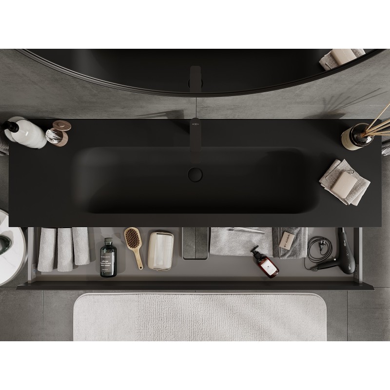 Mexen Orio dulap baie 160 cm cu chiuvetă Vela, 2 sertare, negru mat - 91A10-16047-2-BFF71-W23M71