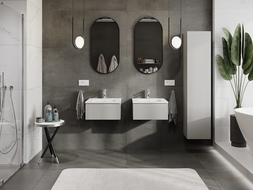 Mexen Rivel fürdőszobaszekrény 50 cm mosdókagylóval Otis, 1 fiók, bordázott, szürke matt/fehér matt - 91A20-05023-1-BF62-W18M01