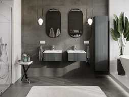 Mexen Rivel dulap de baie 50 cm cu chiuvetă Otis, 1 sertar, striat, grafit mat/alb mat - 91A20-05023-1-BF66-W18M01