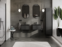 Mexen Rivel dulap baie 50 cm cu chiuvetă Otis, 1 sertar, fațetă , negru mat - 91A20-05023-1-BF71-W18M71