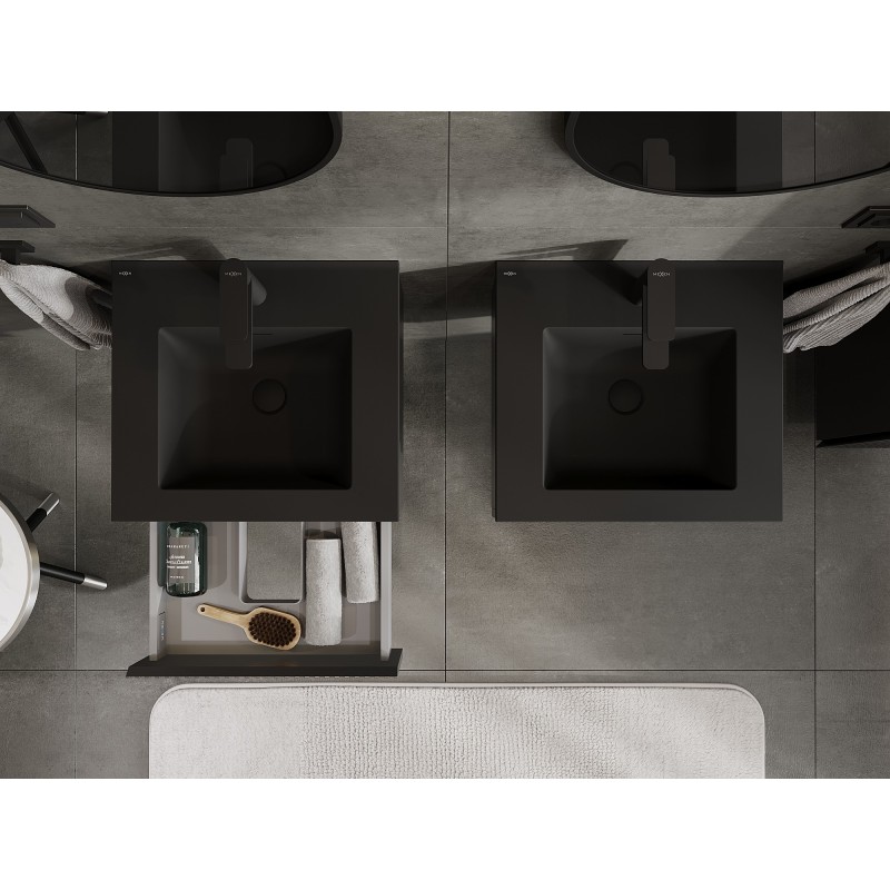 Mexen Rivel dulap baie 50 cm cu chiuvetă Otis, 1 sertar, fațetă , negru mat - 91A20-05023-1-BF71-W18M71