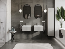 Mexen Rivel 50 cm-es fürdőszobaszekrény Vela mosdóval, 1 fiókos, bordázott, szürke matt/fehér matt - 91A20-05023-1-BF62-W23M01