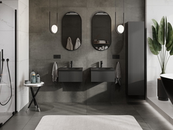 Mexen Rivel fürdőszobai szekrény 50 cm mosdóval Vela, 1 fiók, bordázott, fekete matt - 91A20-05023-1-BF71-W23M71