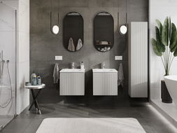 Mexen Rivel dulap de baie 50 cm cu chiuvetă Otis, 1 sertar, riflat, gri mat/alb mat - 91A20-05047-1-BF62-W18M01