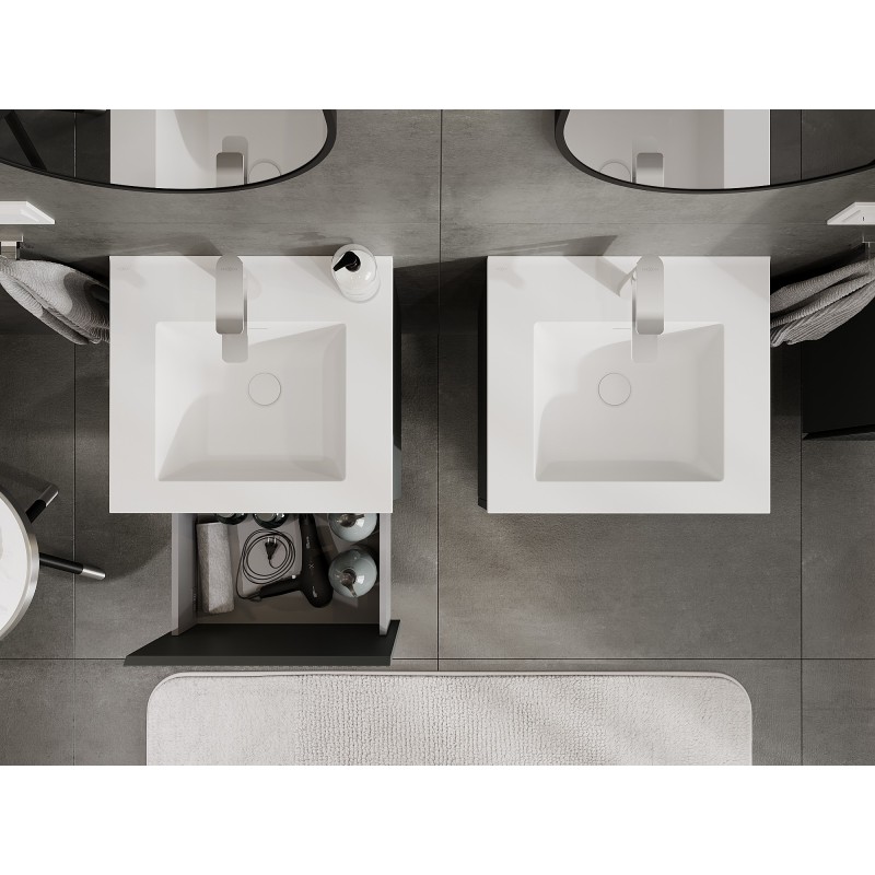 Mexen Rivel fürdőszobai szekrény 50 cm mosdóval Otis, 1 fiók, bordázott, grafit matt/fehér matt - 91A20-05047-1-BF66-W18M01