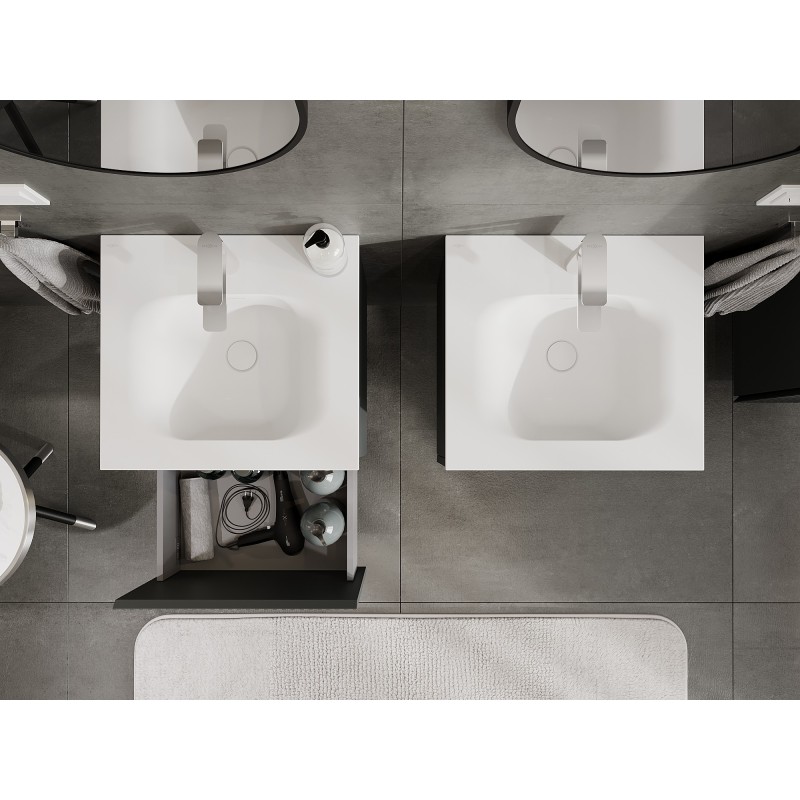 Mexen Rivel dulap baie 50 cm cu chiuvetă Vela, 1 sertar, riflat, grafit mat/alb mat - 91A20-05047-1-BF66-W23M01