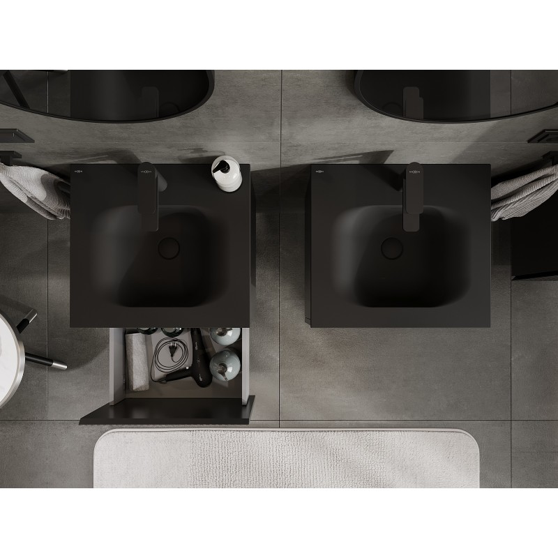 Mexen Rivel dulap de baie 50 cm cu chiuvetă Vela, 1 sertar, texturat, negru mat - 91A20-05047-1-BF71-W23M71