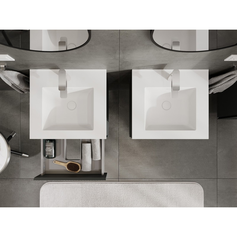 Mexen Rivel dulap baie 50 cm cu lavoar Otis, 2 sertare, canelat, grafit mat/alb mat - 91A20-05047-2-BFF66-W18M01