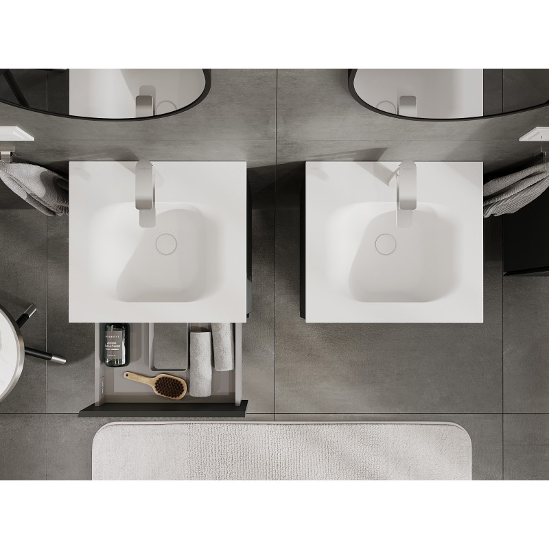 Mexen Rivel dulap baie 50 cm cu lavoar Vela, 2 sertare, structurat, grafit mat/alb mat - 91A20-05047-2-BFF66-W23M01