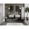 Mexen Rivel 60 cm-es fürdőszobaszekrény mosdóval Otis, 1 fiók, bordázott, szürke matt/fehér matt