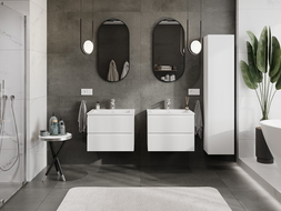 Mexen Rivel dulap baie 60 cm cu chiuvetă Otis, 2 sertare, riflat, alb mat - 91A20-06047-2-BFF01-W18M01