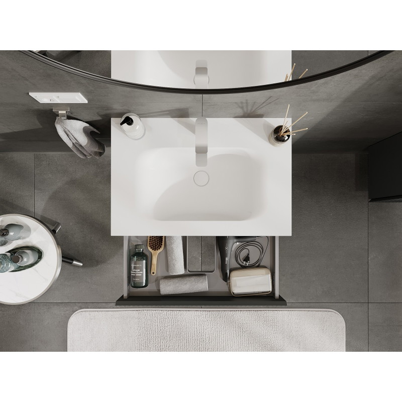 Mexen Rivel dulap baie 70 cm cu lavoar Vela, 1 sertar, canelat, grafit mat/alb mat - 91A20-07023-1-BF66-W23M01
