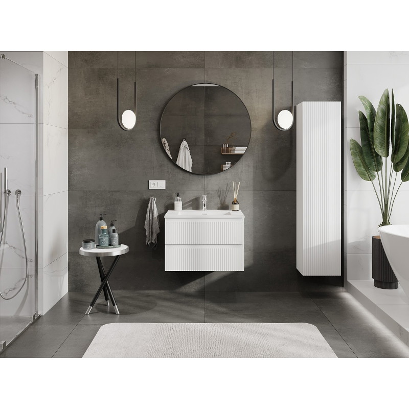 Mexen Rivel dulap baie 70 cm cu chiuvetă Otis, 2 sertare, striat, alb mat - 91A20-07047-2-BFF01-W18M01