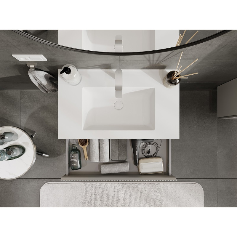 Mexen Rivel dulap de baie de 80 cm cu lavoar Otis, 1 sertar, canelat, gri mat/alb mat - 91A20-08023-1-BF62-W18M01