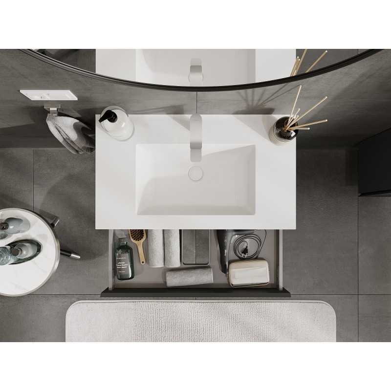 Mexen Rivel dulap baie 80 cm cu chiuvetă Otis, 1 sertar, profilat, grafit mat/alb mat - 91A20-08023-1-BF66-W18M01