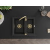 Mexen Carlos chiuvetă din granit cu 1,5 compartimente 582 x 475 mm, negru, sifon auriu - 6518581500-77-G