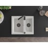 Mexen Carlos 1,5-medencés gránit mosogató 582 x 475 mm, fehér, fekete szifon - 6518581500-20-B