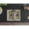 Mexen Carlos chiuvetă din granit cu 1,5 compartimente 582 x 475 mm, bej, sifon negru - 6518581500-69-B