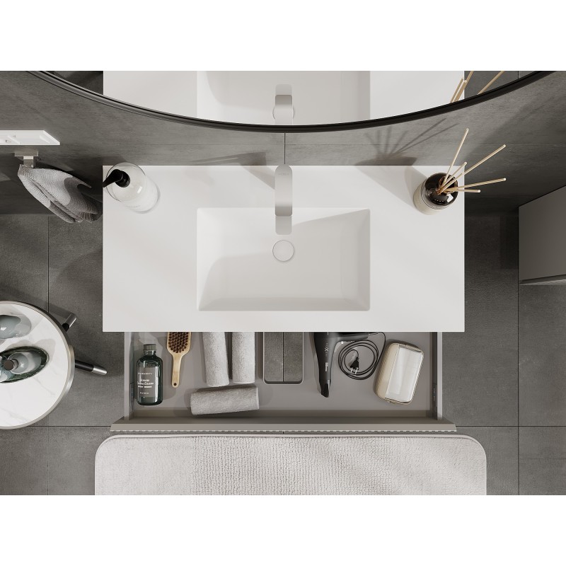 Mexen Rivel dulap de baie 100 cm cu lavoar Otis, 1 sertar, frezat, gri mat/alb mat - 91A20-10023-1-BF62-W18M01