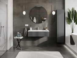 Mexen Rivel 100 cm-es fürdőszobai szekrény Otis mosdóval, 1 fiók, bordázott, grafit matt/fehér matt - 91A20-10023-1-BF66-W18M01