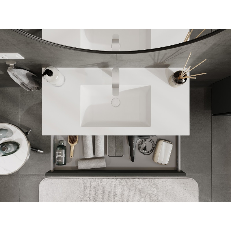 Mexen Rivel dulap baie 100 cm cu lavoar Otis, 1 sertar, canelat, grafit mat/alb mat - 91A20-10023-1-BF66-W18M01