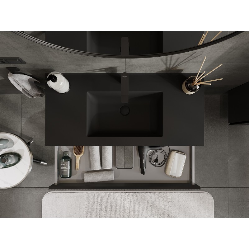 Mexen Rivel dulap baie 100 cm cu lavoar Otis, 1 sertar, flancat, negru mat - 91A20-10023-1-BF71-W18M71