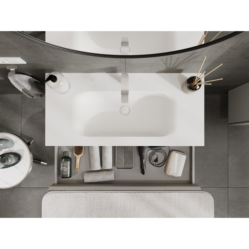 Mexen Rivel dulap baie 100 cm cu lavoar Vela, 1 sertar, canelat, gri mat/alb mat - 91A20-10023-1-BF62-W23M01