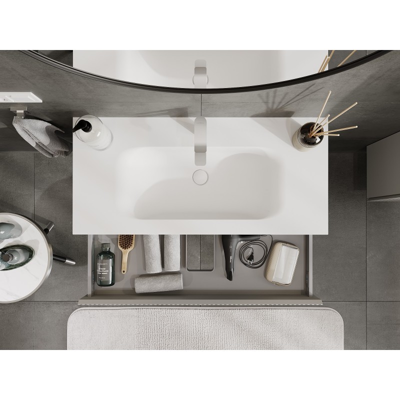 Mexen Rivel dulap de baie 100 cm cu lavoar Vela, 1 sertar, canelat, gri mat/alb mat - 91A20-10023-1-BF62-W23M01