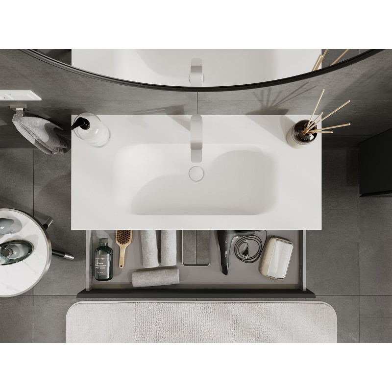 Mexen Rivel dulap baie 100 cm cu lavoar Vela, 1 sertar, canelat, grafit mat/alb mat - 91A20-10023-1-BF66-W23M01