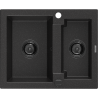 Mexen Carlos 1.5-medencés gránit mosogató 582 x 475 mm, Fekete/Fém ezüst, szifon Fekete - 6518581500-73-B