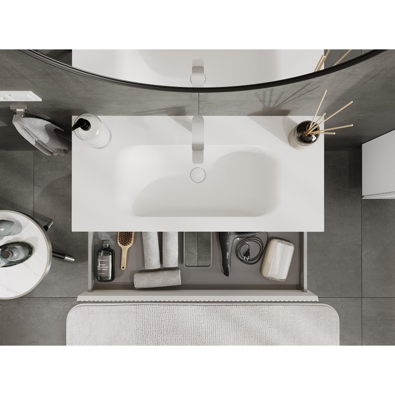 Mexen Rivel dulap baie 100 cm cu lavoar Vela, 2 sertare, striat, alb mat - 91A20-10047-2-BFF01-W23M01