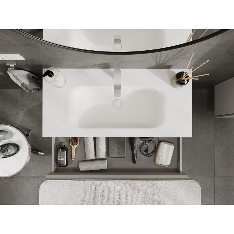 Mexen Rivel dulap baie 100 cm cu lavoar Vela, 2 sertare, striat, gri mat/alb mat - 91A20-10047-2-BFF62-W23M01