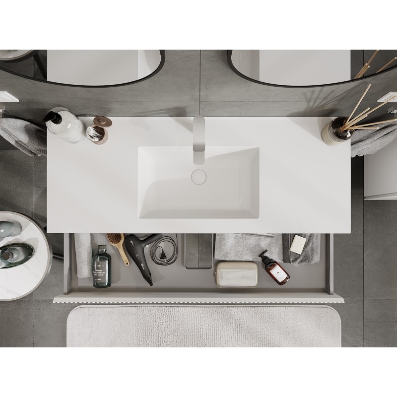 Mexen Rivel dulap baie 120 cm cu chiuvetă Otis, 1 sertar, canelat, alb mat - 91A20-12023-1-BF01-W18M01