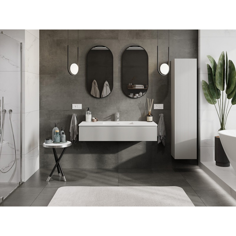 Mexen Rivel dulap baie 120 cm cu chiuvetă Otis, 1 sertar, canelat, gri mat/alb mat - 91A20-12023-1-BF62-W18M01