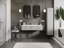 Mexen Rivel dulap baie 120 cm cu chiuvetă Otis, 1 sertar, canelat, gri mat/alb mat - 91A20-12023-1-BF62-W18M01