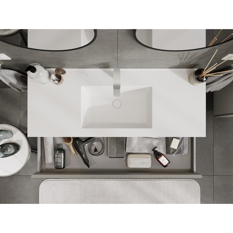 Mexen Rivel dulap baie 120 cm cu chiuvetă Otis, 1 sertar, canelat, gri mat/alb mat - 91A20-12023-1-BF62-W18M01