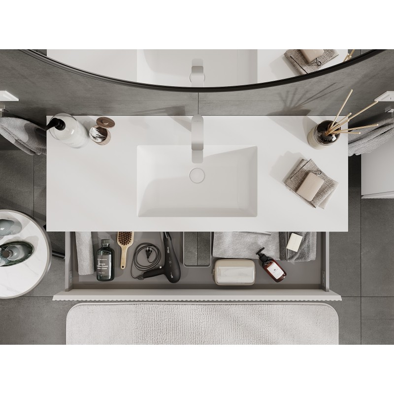 Mexen Rivel dulap baie 120 cm cu lavoar Otis, 2 sertare, finisaj striat, alb mat - 91A20-12047-2-BFF01-W18M01