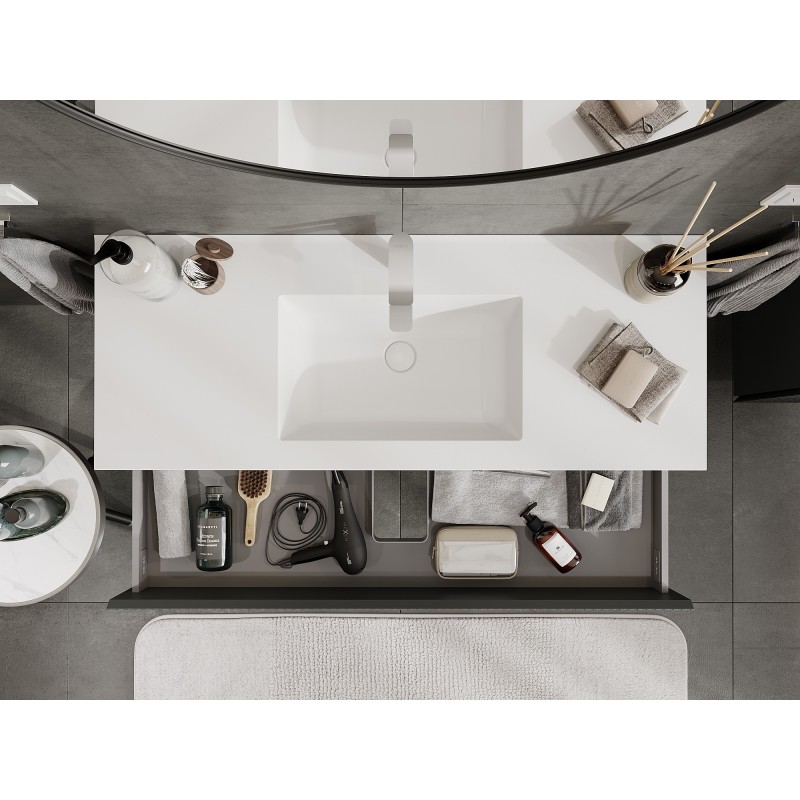 Mexen Rivel dulap de baie 120 cm cu lavoar Otis, 2 sertare, canelat, grafit mat/alb mat - 91A20-12047-2-BFF66-W18M